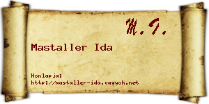 Mastaller Ida névjegykártya